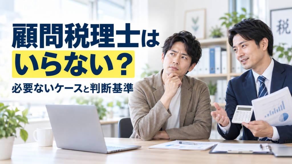 顧問税理士はいらない？必要ないケース・契約するメリットや判断基準を徹底解説